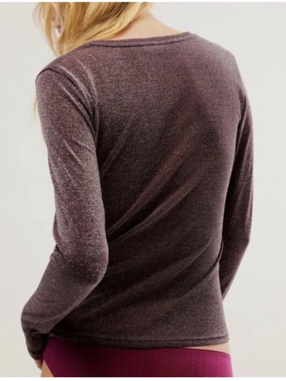 Free People Intimately Mesh So Well Metallic Shimmer Top Plum Large